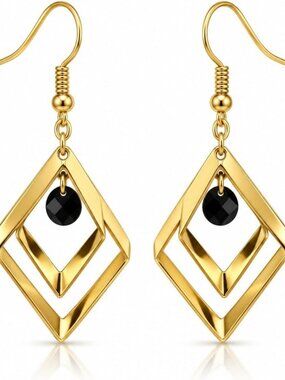 Stylish 14k Gold Dangle Earrings for Women | Geometric Drop Jewelry Accessory